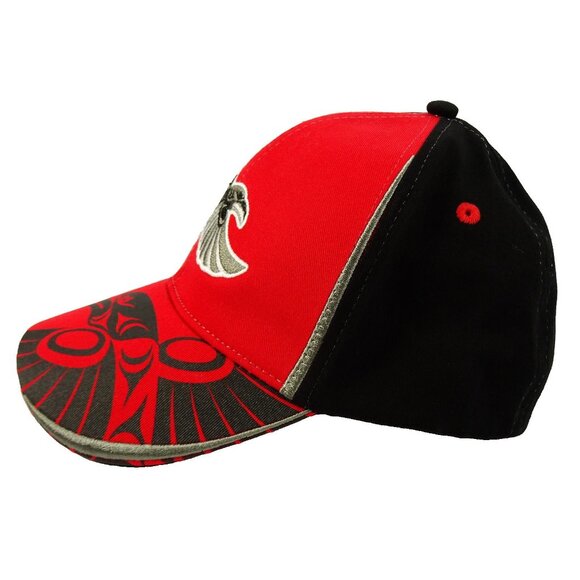 Native North West Red Raven Hat MD/LG Indigenous Art Baseball Cap Vancouver BC - Picture 3 of 8